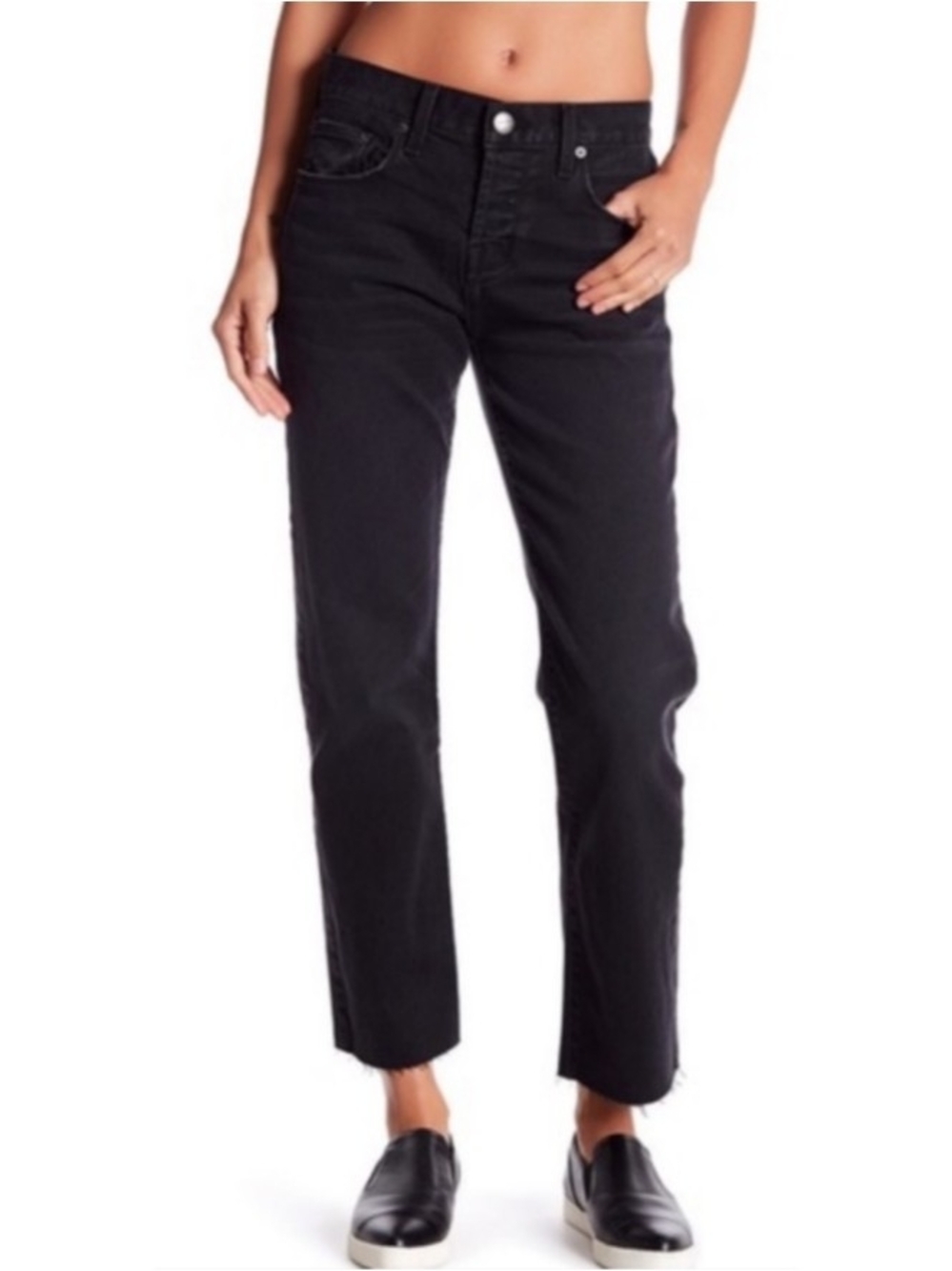 Current/Elliott Womens 2 Weeks Black Crossover Cut Hem Unisex Jeans Size 27/24